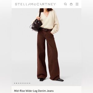Stella McCartney Mid-Rise Wide-Leg Jeans in Brown Wash Size 26